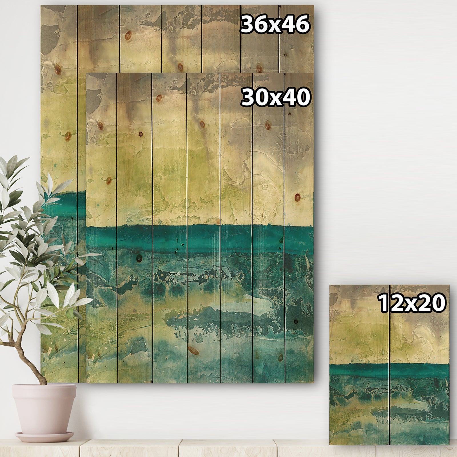 Beyond the Horizon I - Traditional Landscape Print on Natural Pine Wood
