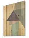 Purple Geometric Bridge I - Mid-Century Modern Print on Natural Pine Wood