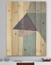 Purple Geometric Bridge I - Mid-Century Modern Print on Natural Pine Wood