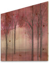 Pink Forest - Traditional Landscape Print on Natural Pine Wood