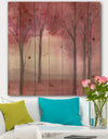 Pink Forest - Traditional Landscape Print on Natural Pine Wood