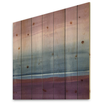 Purple Rock landscape III - Shabby Chic Print on Natural Pine Wood