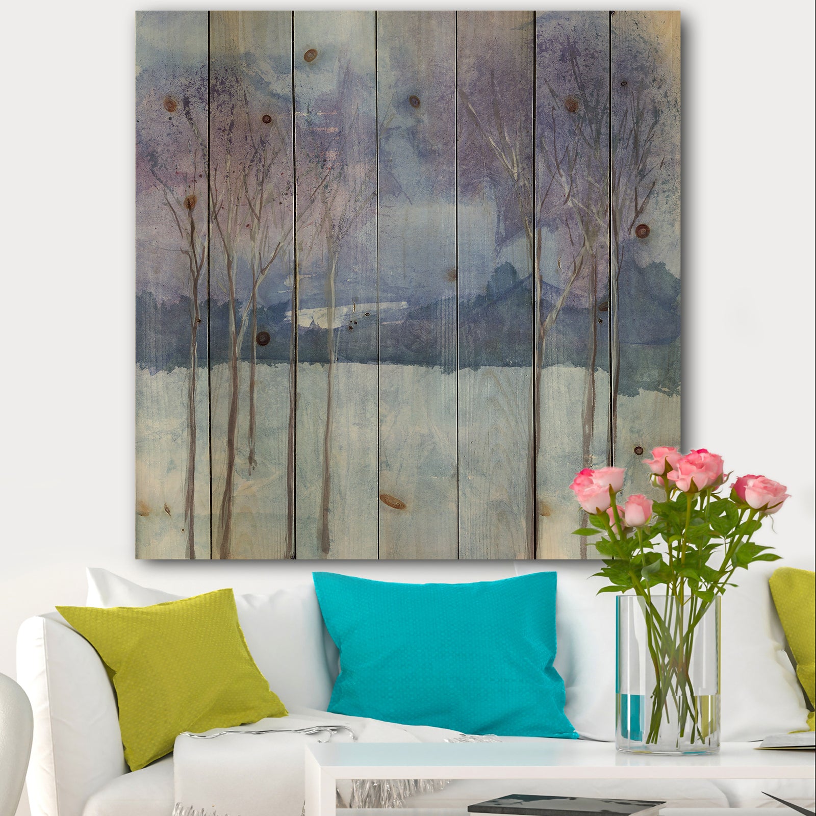 Evening Serenade II - Traditional Landscape Print on Natural Pine Wood