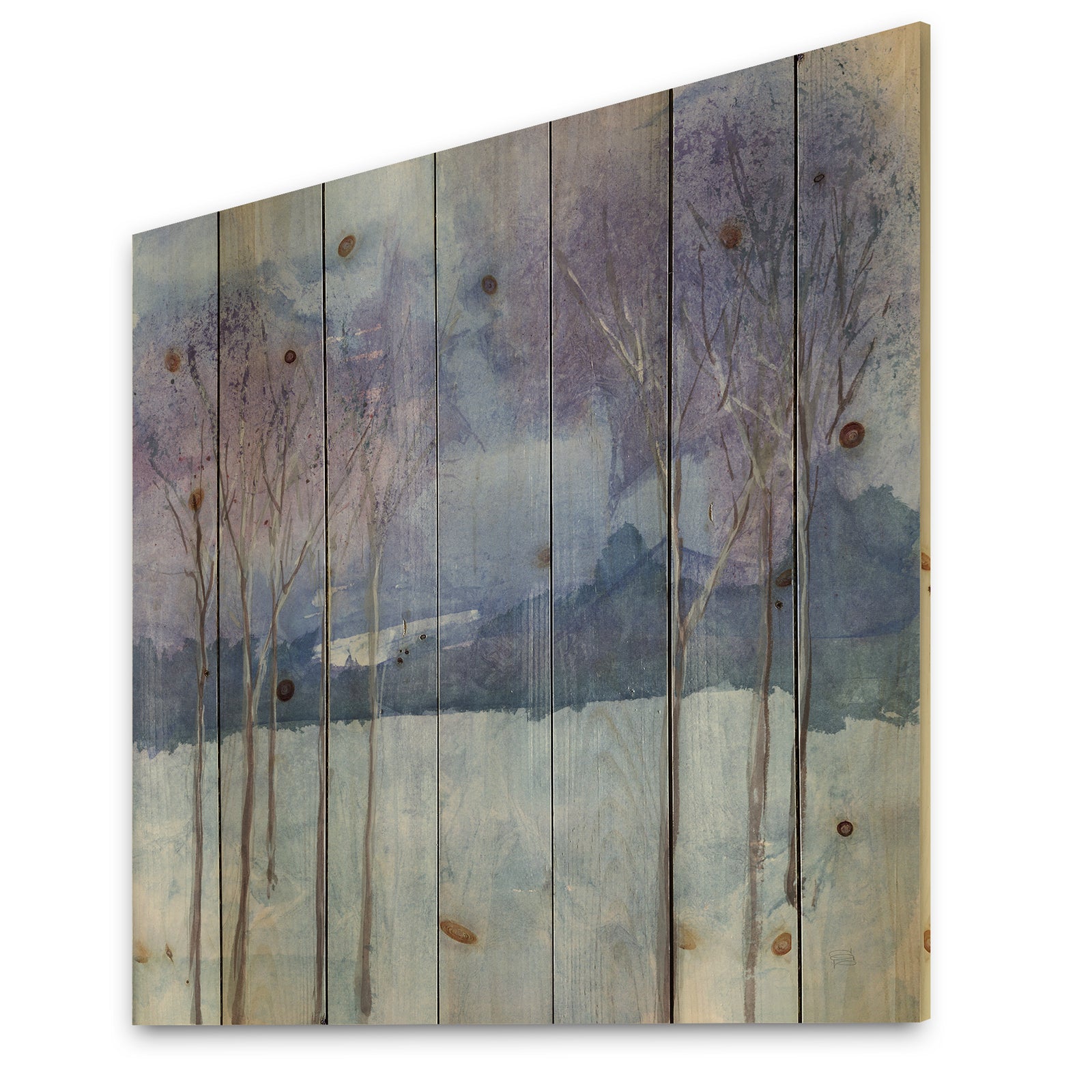 Evening Serenade II - Traditional Landscape Print on Natural Pine Wood