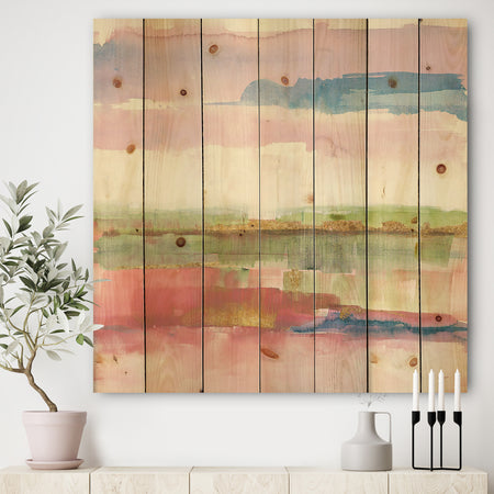 Influence of Line and Color Gold Bright - Shabby Chic Print on Natural Pine Wood