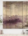 Midnight at the Lake II Amethyst and Grey - Shabby Chic Print on Natural Pine Wood