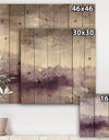 Midnight at the Lake II Amethyst and Grey - Shabby Chic Print on Natural Pine Wood