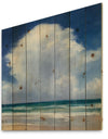 Porch & Den Beach Clouds II - Landscape Print on Natural Pine Wood