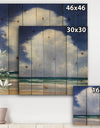 Porch & Den Beach Clouds II - Landscape Print on Natural Pine Wood