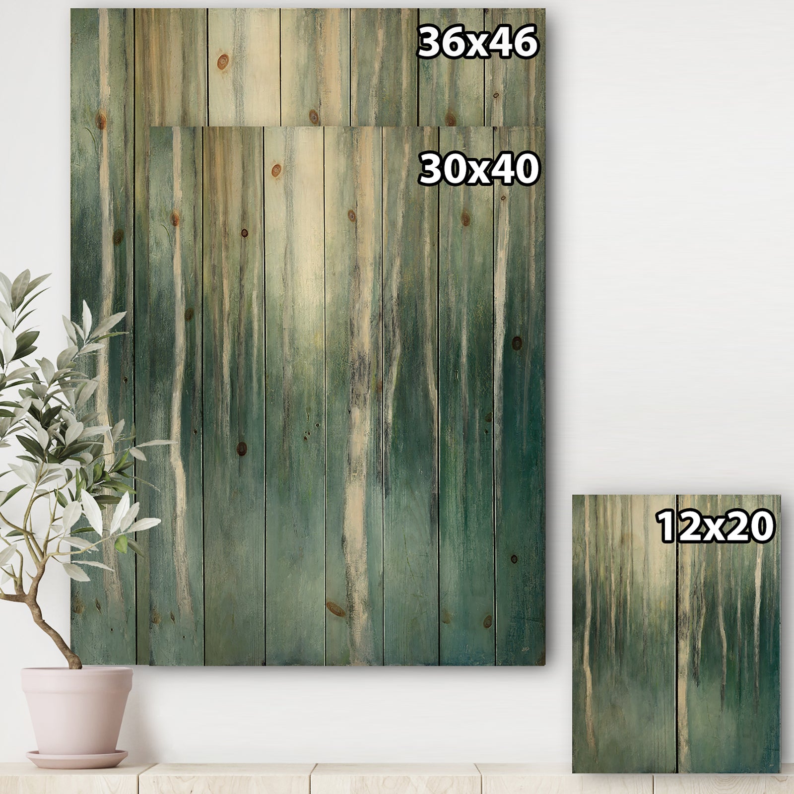 Green Forest Dream - Traditional Landscape Print on Natural Pine Wood