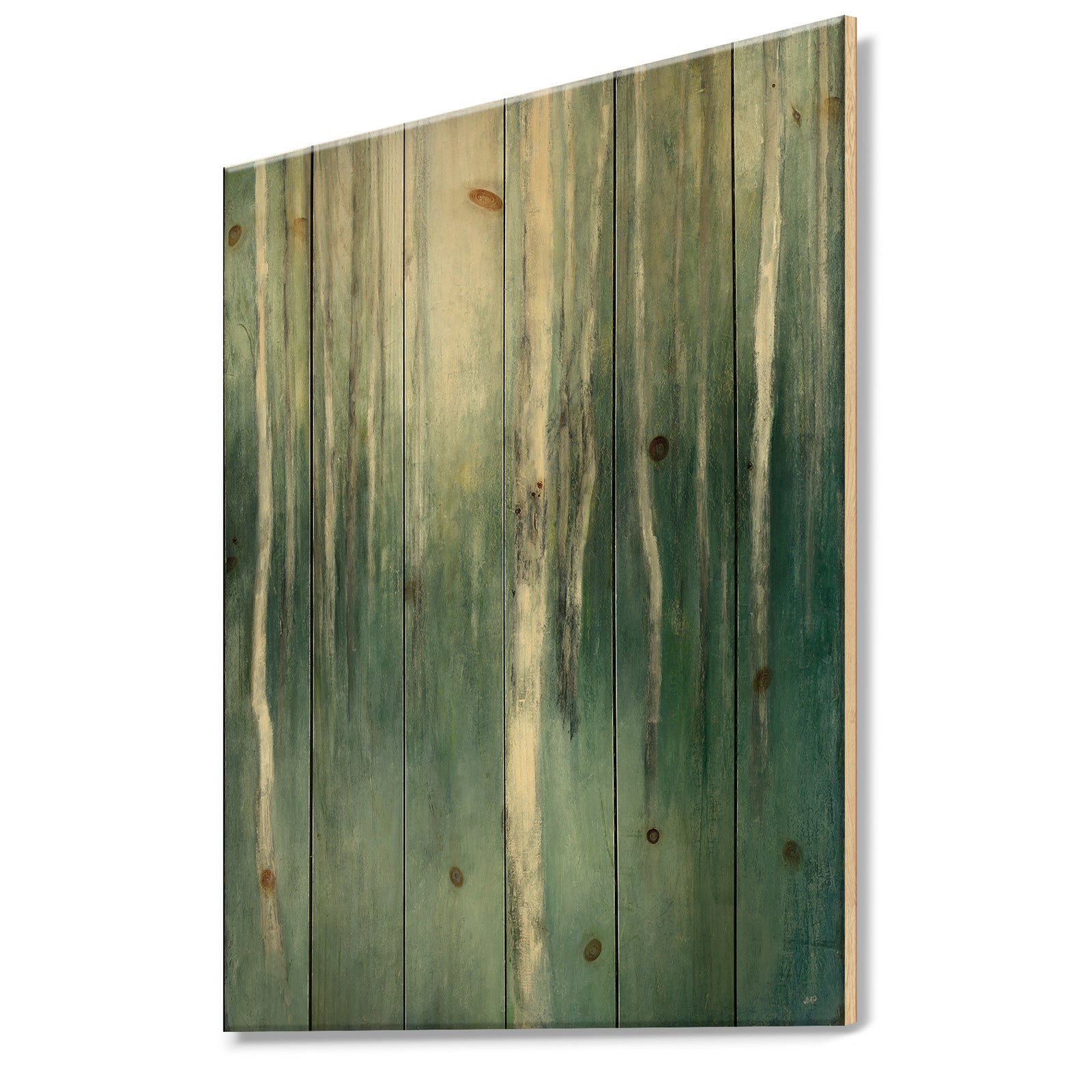 Green Forest Dream - Traditional Landscape Print on Natural Pine Wood