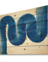 Blue Geometric S Curve - Modern Transitional Print on Natural Pine Wood