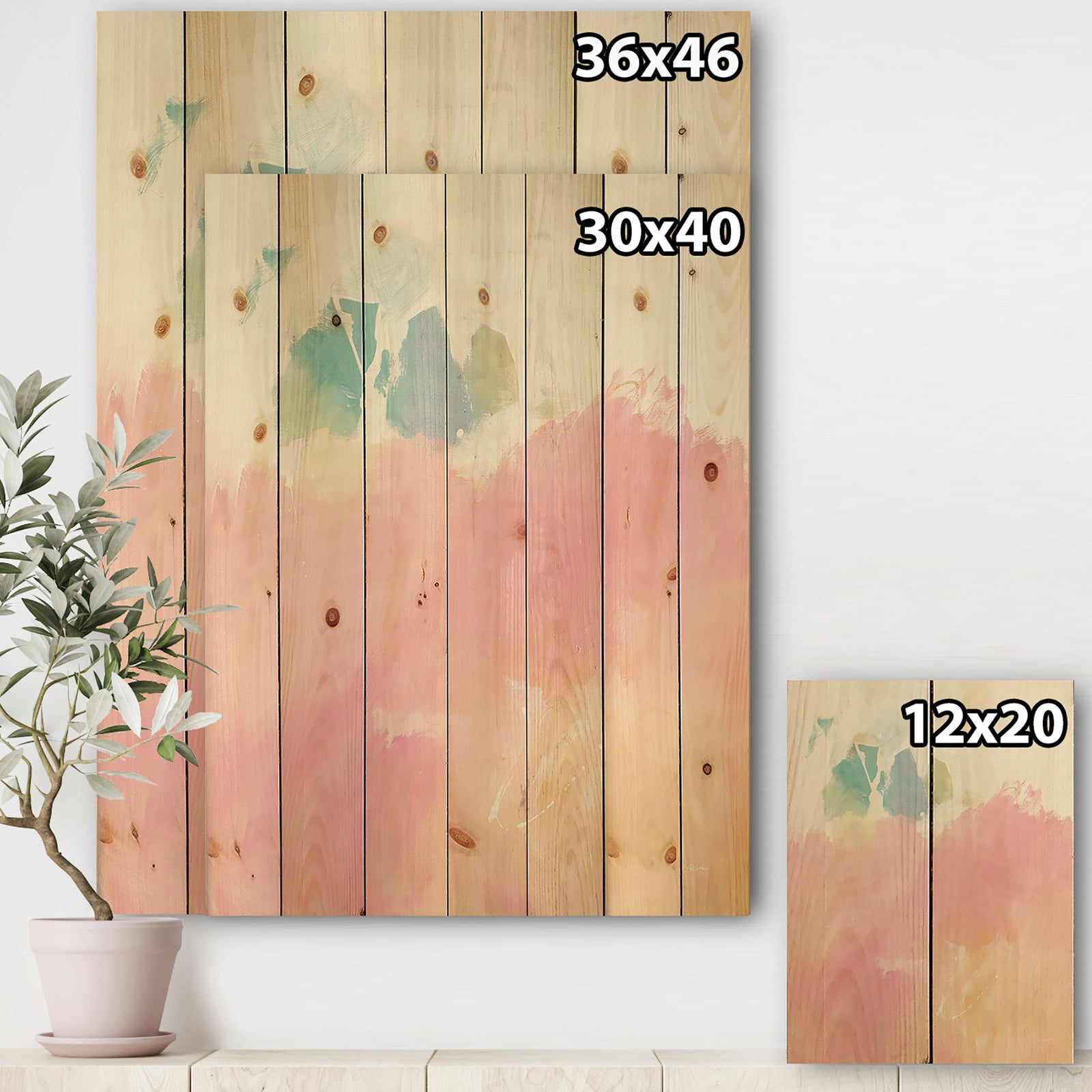 Pink Dream - Modern & Contemporary Print on Natural Pine Wood