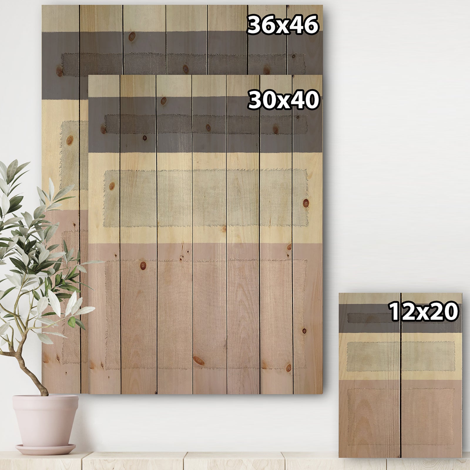 Painted Weaving IV FB - Modern & Contemporary Print on Natural Pine Wood