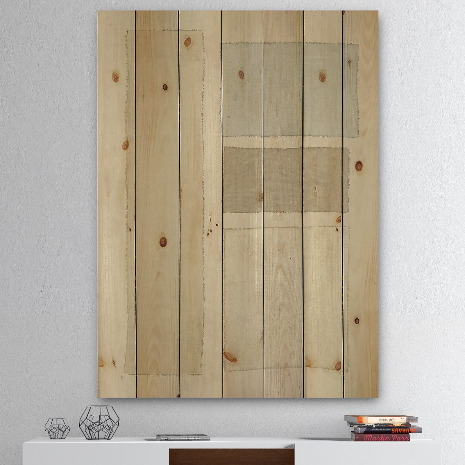 Painted Weaving III FB - Modern & Contemporary Print on Natural Pine Wood