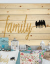 Family of Birds on Gold Words II - Cottage Print on Natural Pine Wood