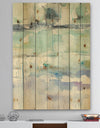 Blue Abstract Panel II - Geometric Print on Natural Pine Wood