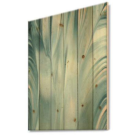 Blue Modern Water III - Modern Transitional Print on Natural Pine Wood