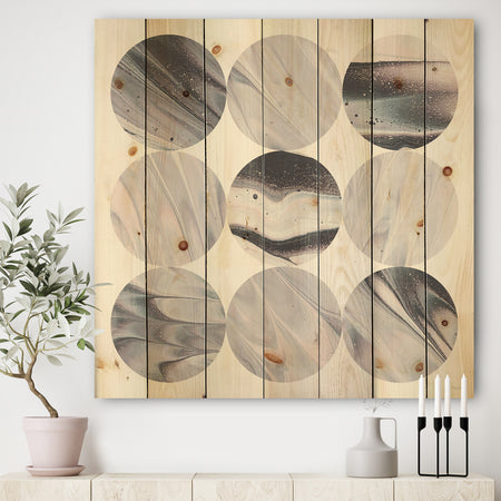 Circle Marble III - Modern Geometric Print on Natural Pine Wood