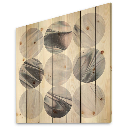 Circle Marble IV - Modern Geometric Print on Natural Pine Wood