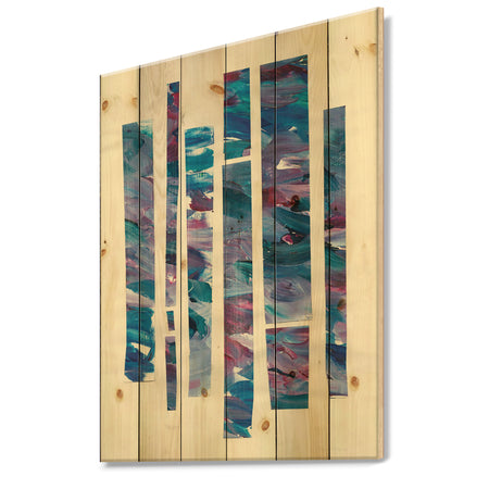 Ribbons of Jewels II - Modern Geometric Print on Natural Pine Wood