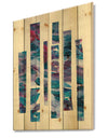 Ribbons of Jewels I - Modern Geometric Print on Natural Pine Wood