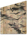 Grey Marbling V - Modern Transitional Print on Natural Pine Wood