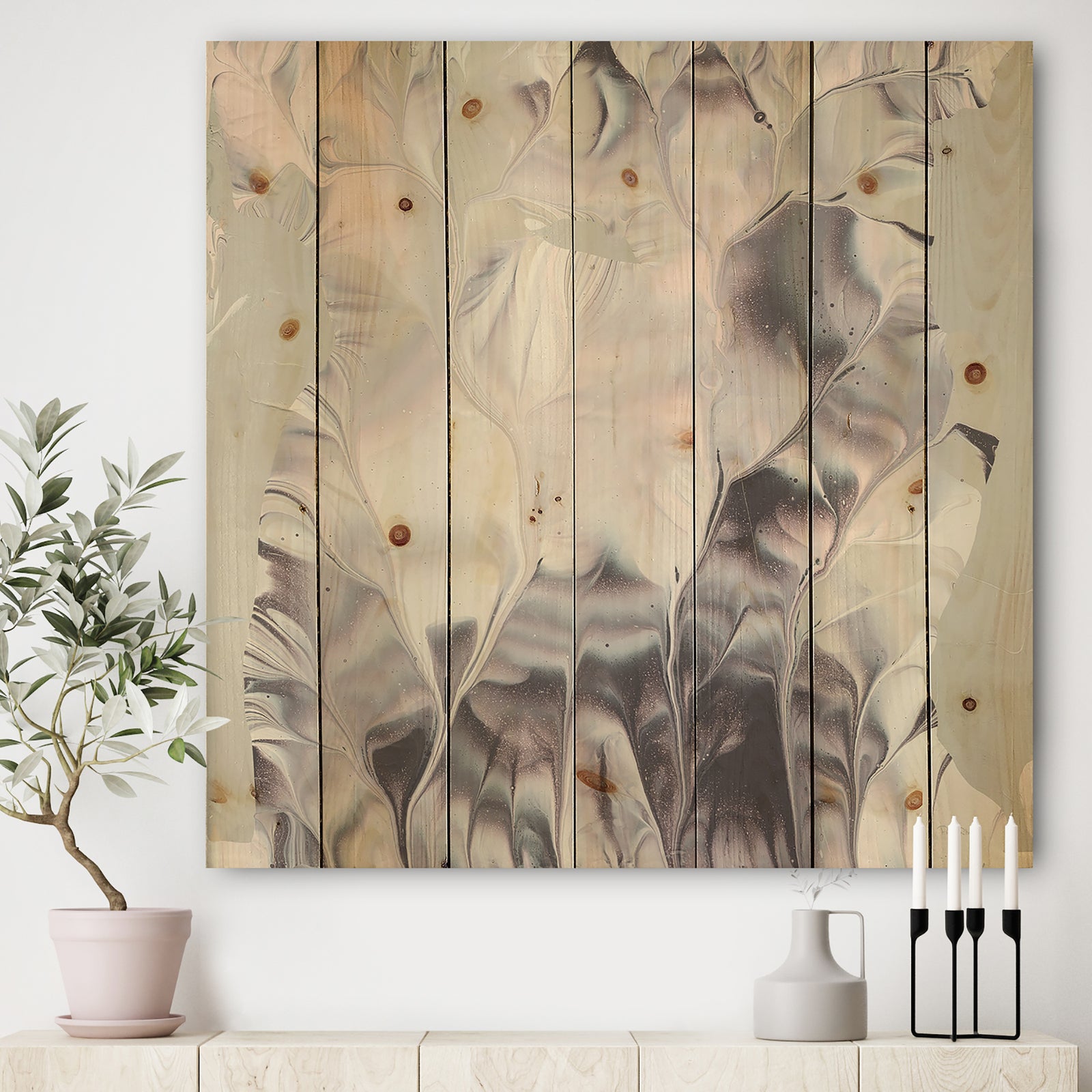 Light and Shadow I - Modern Farmhouse Print on Natural Pine Wood