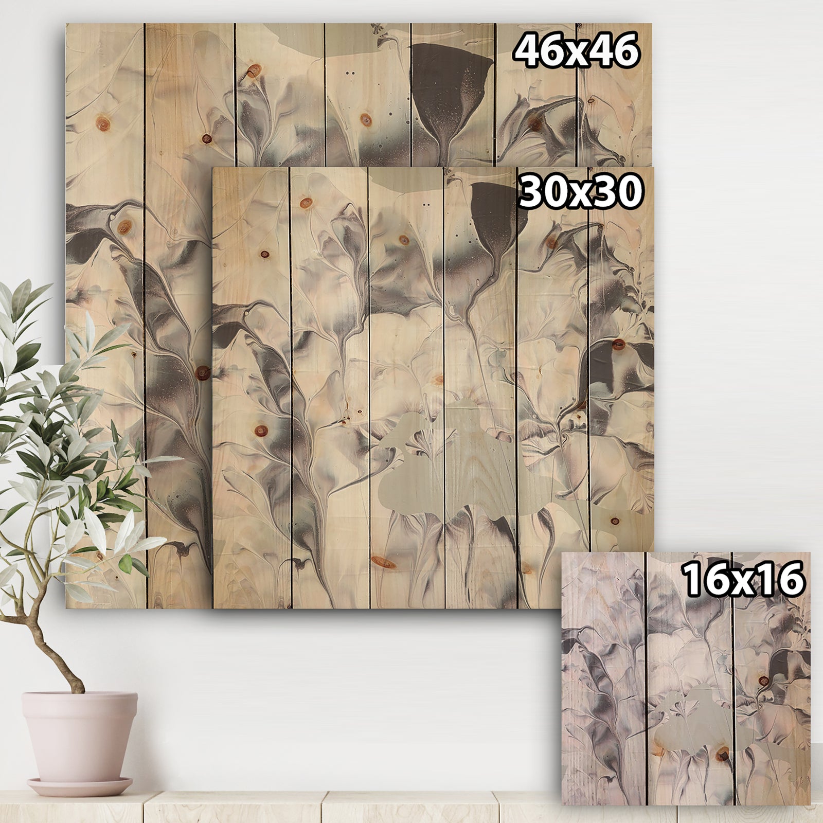 Light and Shadow III - Modern Farmhouse Print on Natural Pine Wood