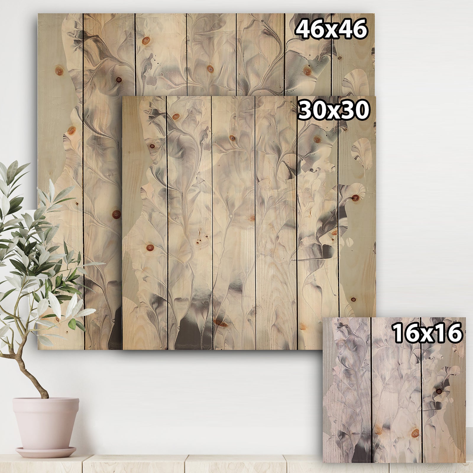 Light and Shadow II - Modern Farmhouse Print on Natural Pine Wood