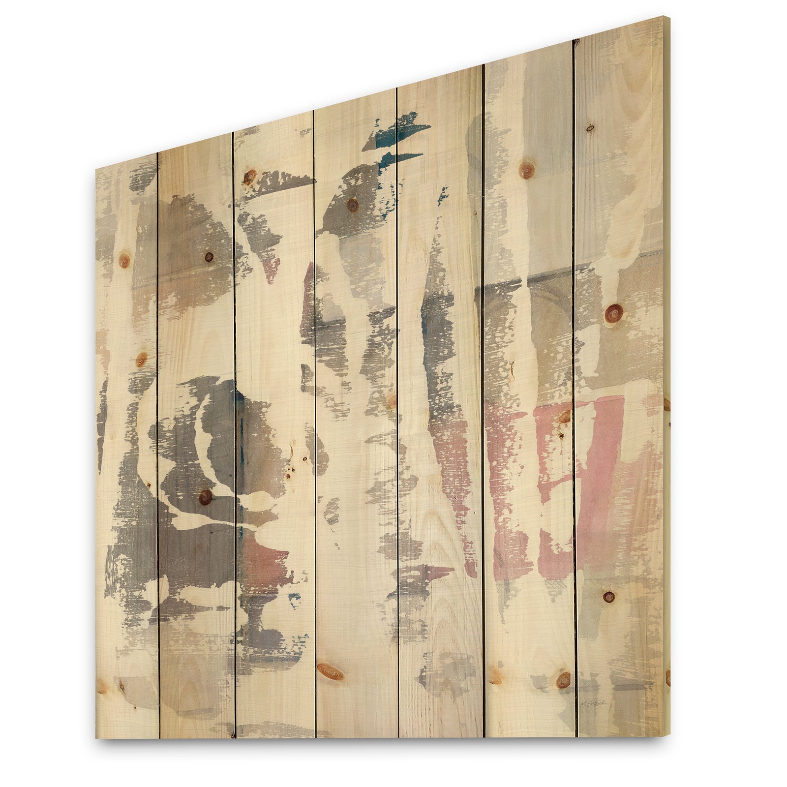 White Out Geometric - Modern & Contemporary Print on Natural Pine Wood