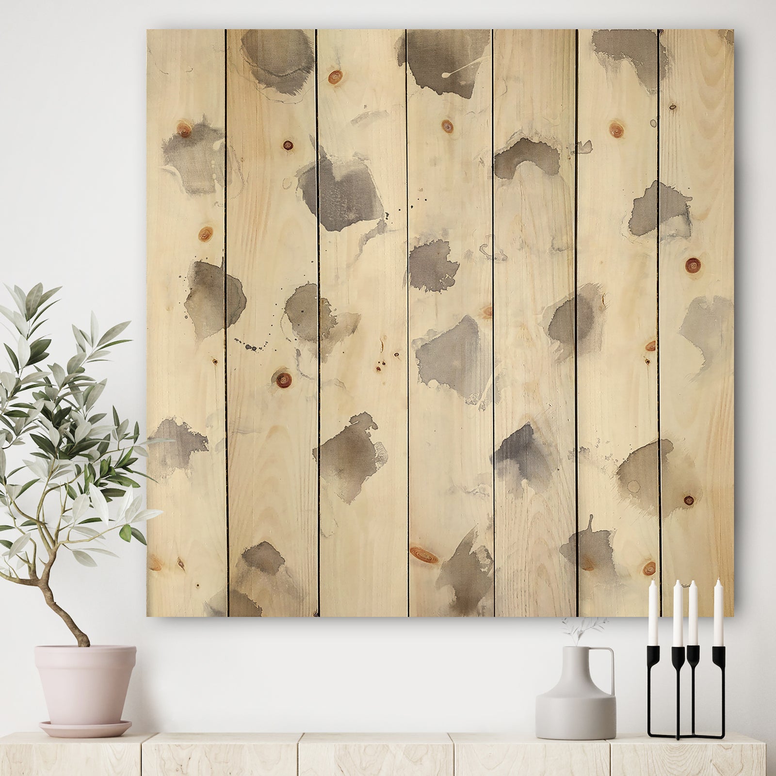 Brown Nougat - Geometric Print on Natural Pine Wood
