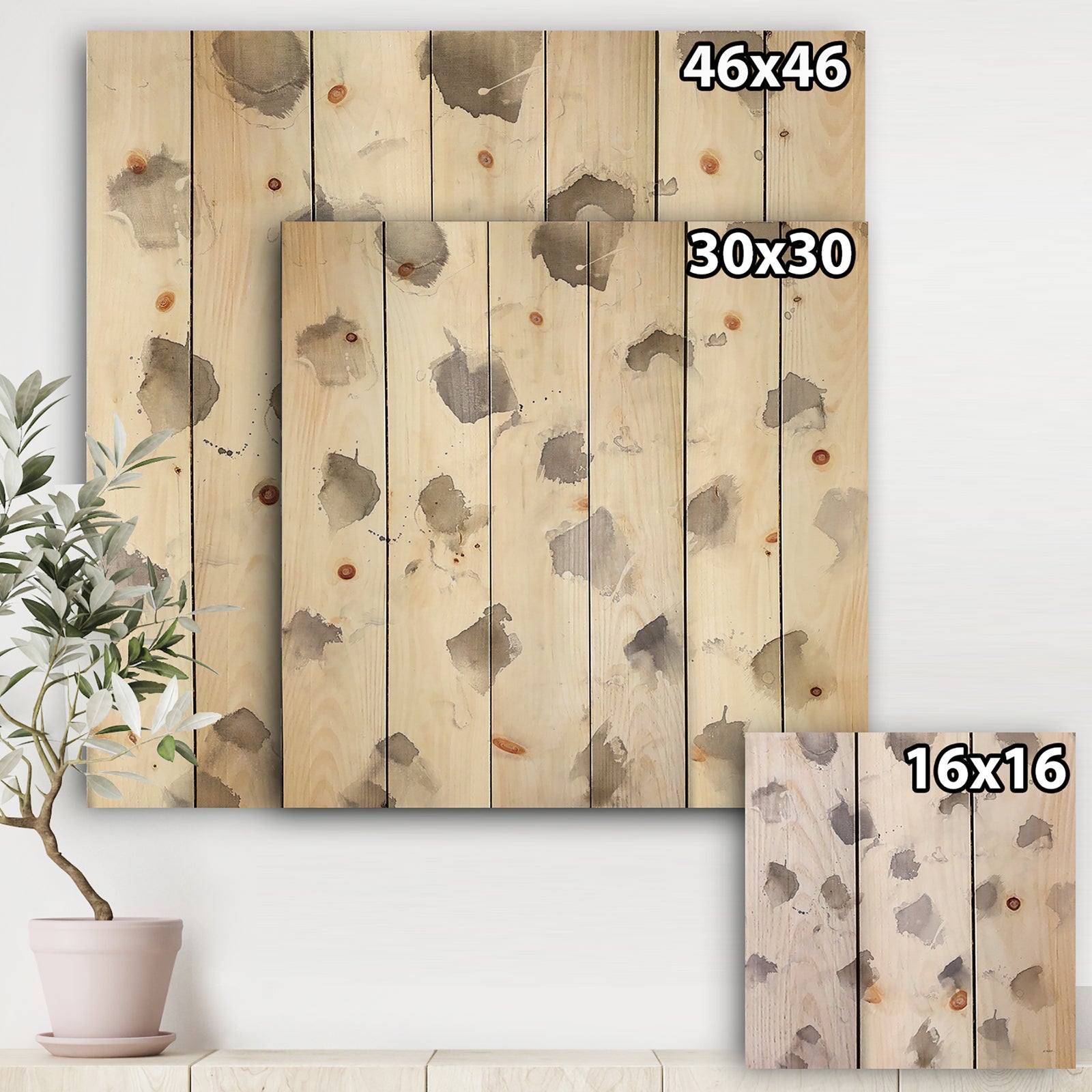 Brown Nougat - Geometric Print on Natural Pine Wood