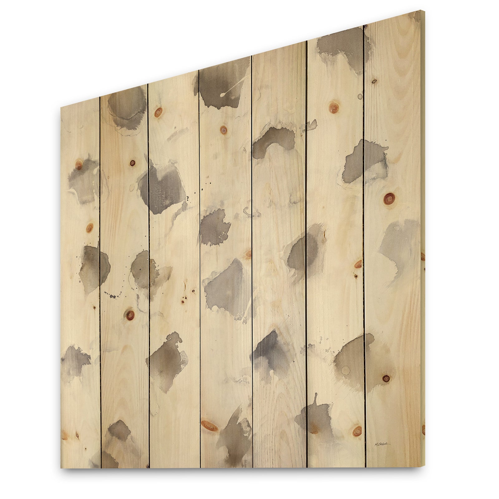 Brown Nougat - Geometric Print on Natural Pine Wood