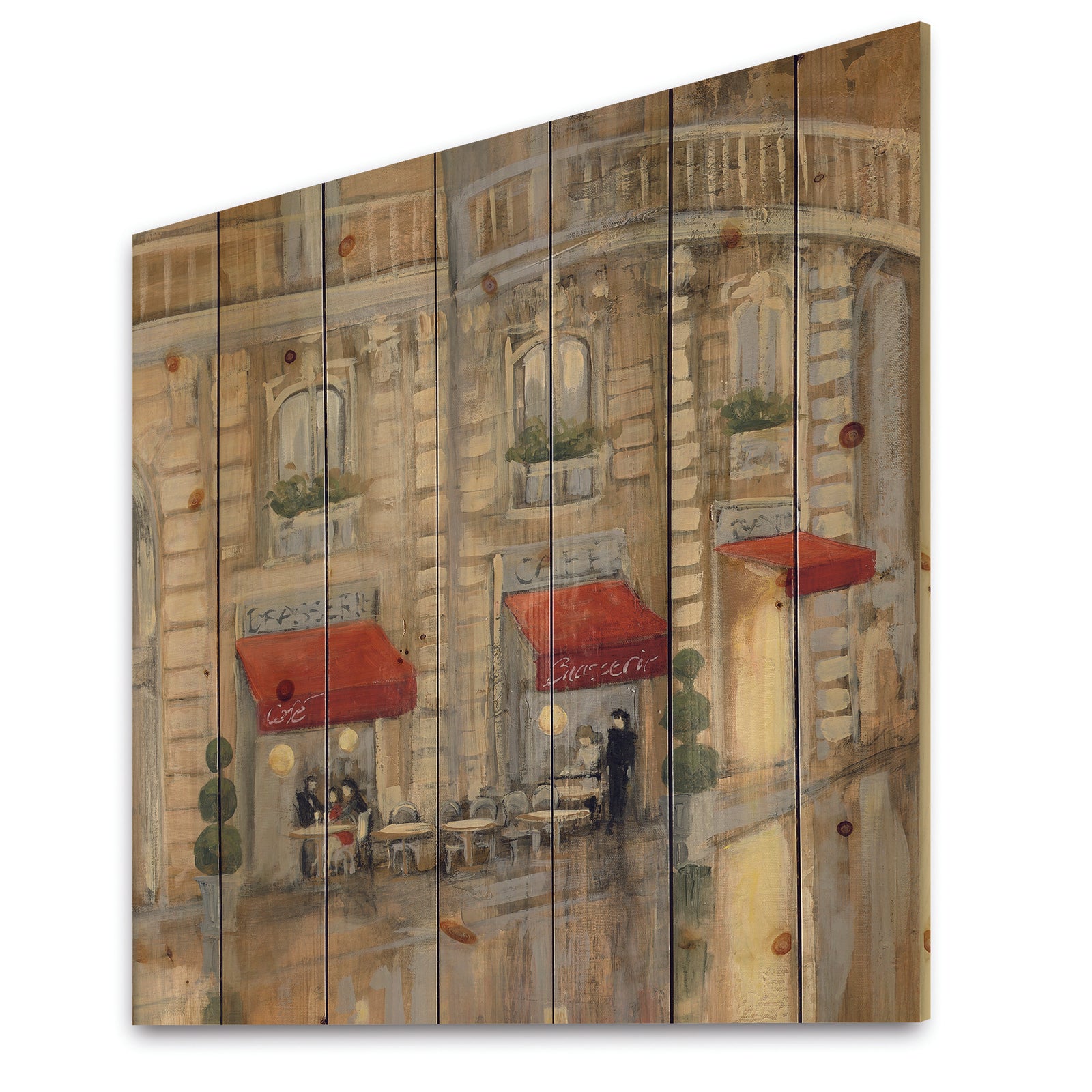 Love in Paris II - Romantic French Country Print on Natural Pine Wood