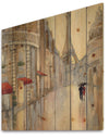 Love in Paris III - Romantic French Country Print on Natural Pine Wood