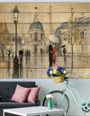 Love in Paris I - Romantic French Country Print on Natural Pine Wood