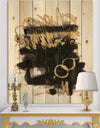 Gold and Black drift II - Glam Modern Print on Natural Pine Wood