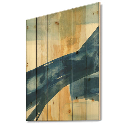 Indigo Panel III - Glam Modern Print on Natural Pine Wood