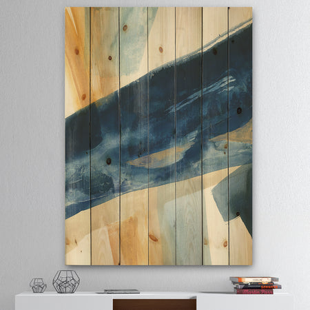 Indigo Panel I - Glam Modern Print on Natural Pine Wood