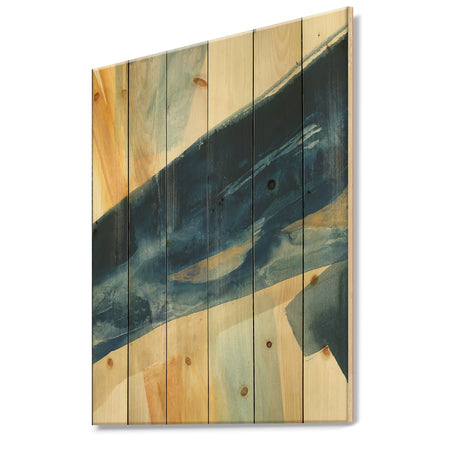 Indigo Panel I - Glam Modern Print on Natural Pine Wood