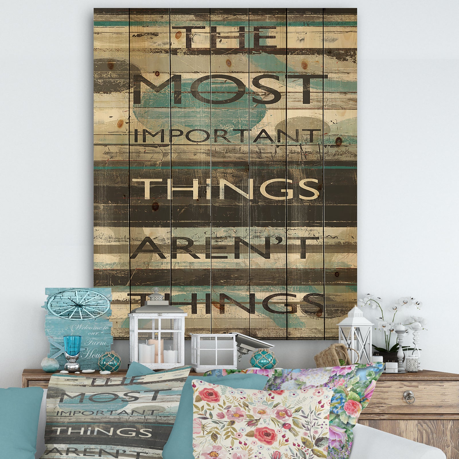 Blue Zephyr Quote II - Cottage Inspirational Print on Natural Pine Wood