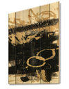 Gold and Black drift III - Modern Glam Print on Natural Pine Wood