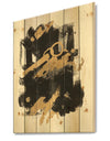 Gold and Black drift I - Modern Glam Print on Natural Pine Wood