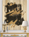 Gold and Black drift I - Modern Glam Print on Natural Pine Wood