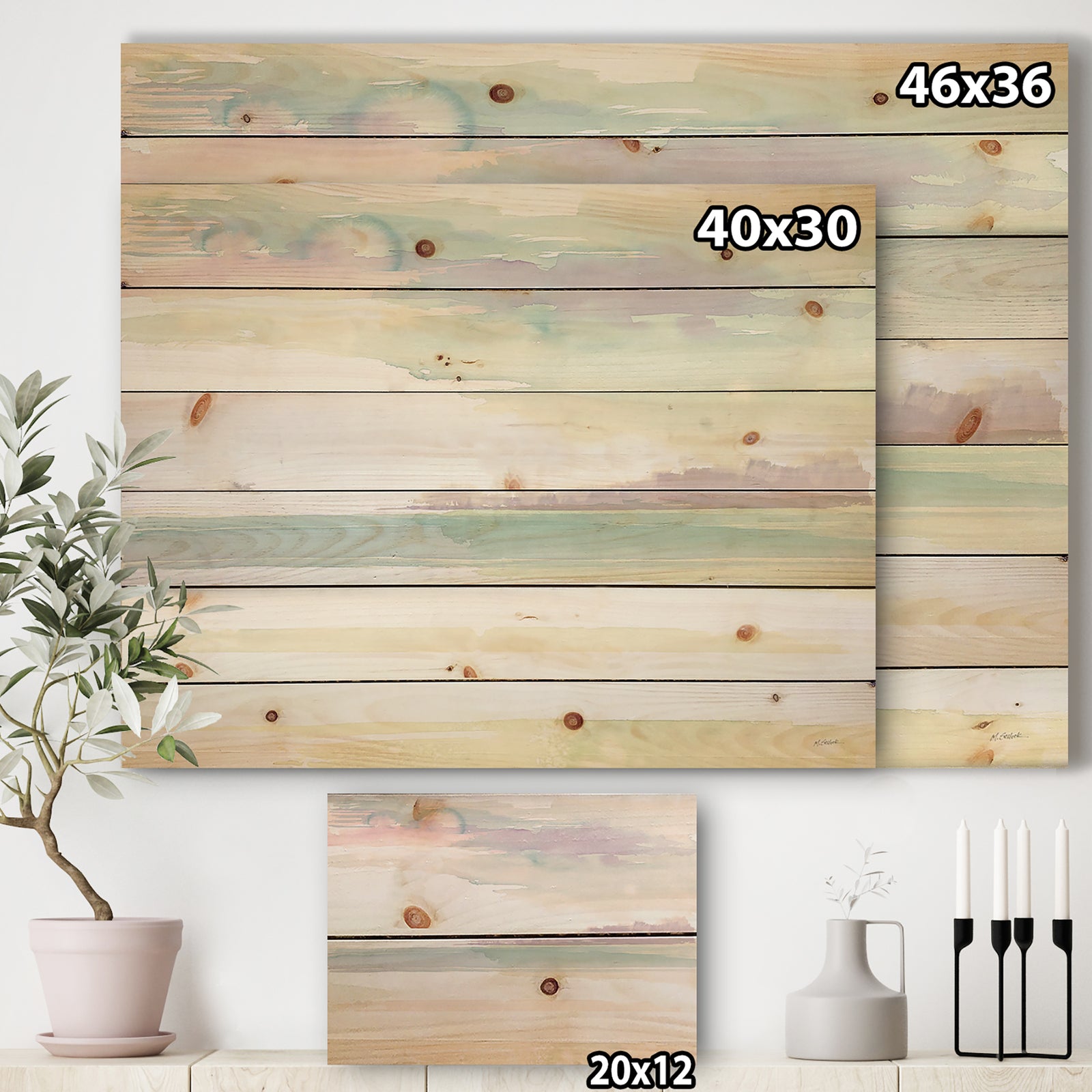 Horizon - Coastal Print on Natural Pine Wood
