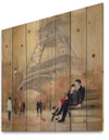 Love in Paris VI - Romantic French Country Print on Natural Pine Wood