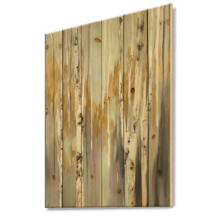 Porch & Den Silver and Yellow Birch Forest II - Cottage Print on Natural Pine Wood