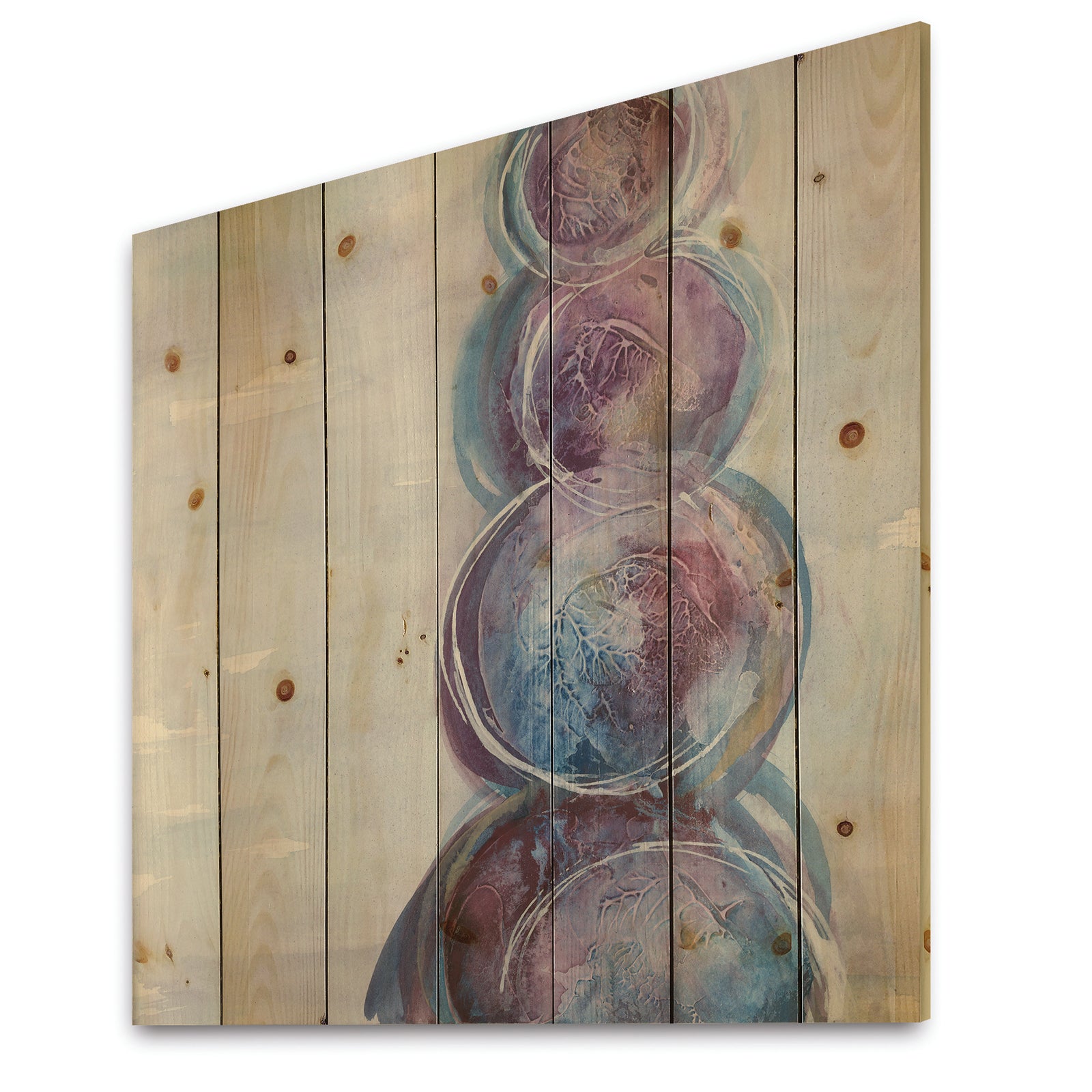 Purple Starting Over I - Modern Geometric Print on Natural Pine Wood