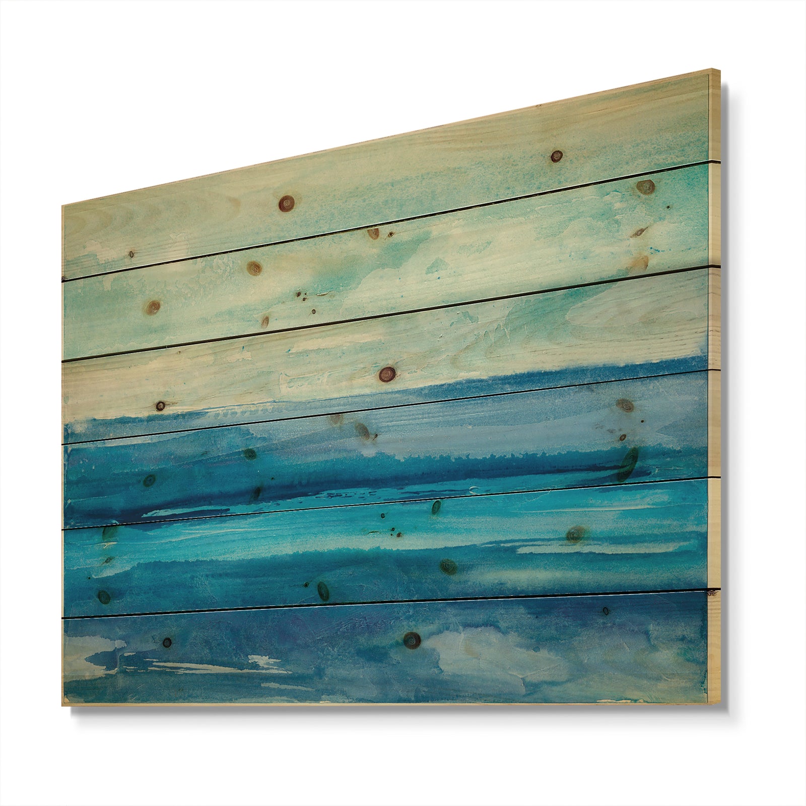 Out to Sea - Nautical & Beach Print on Natural Pine Wood